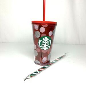 Starbucks 2019 Holiday 16 Oz Tumbler Cold Cup Plus Holiday Straw Christmas Polka